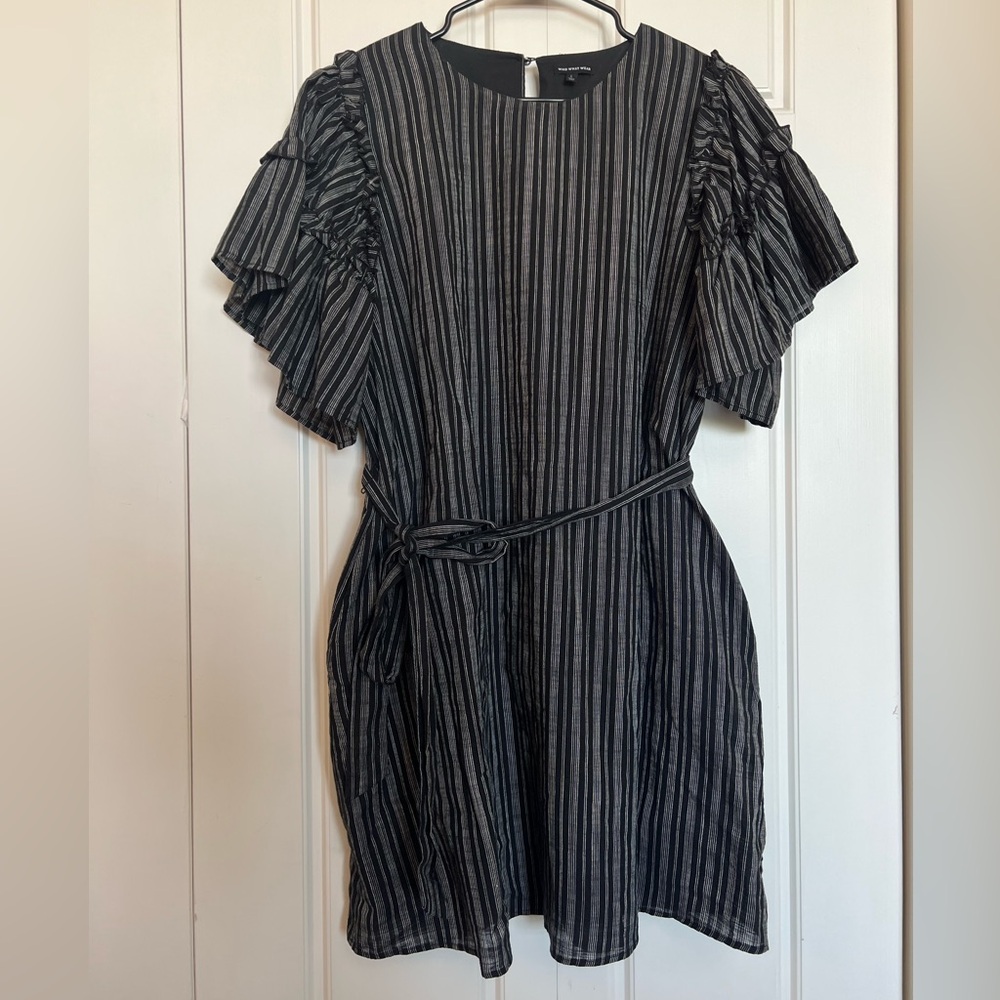 Striped Dress With Ruffled Sleeves